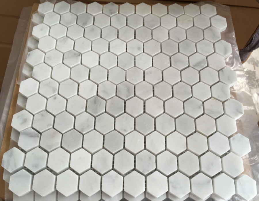 Carrara White Hexagon 2.5cm