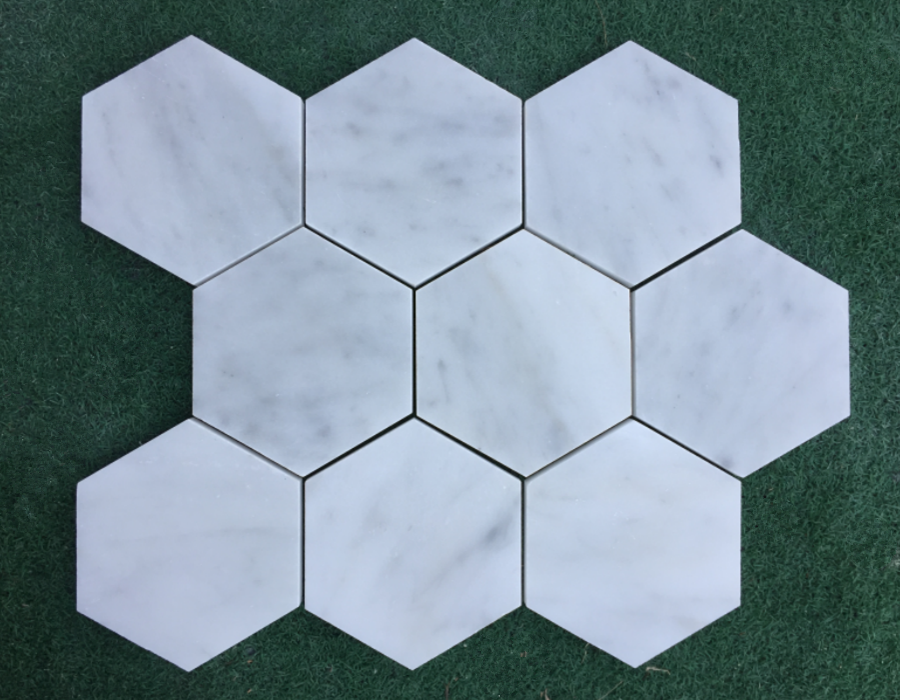Carrara White Hexagon 10cm