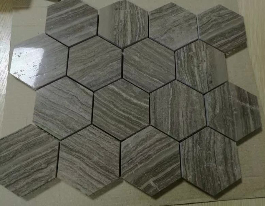 Gray Wooden Hexagon Mosaics