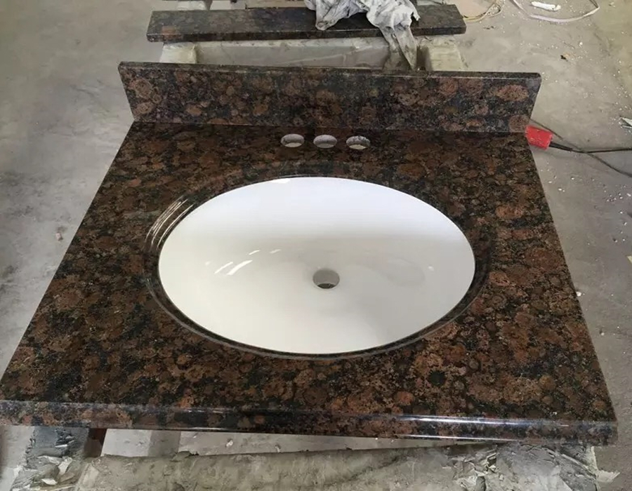 31Baltic Brown vanity top with oval sink