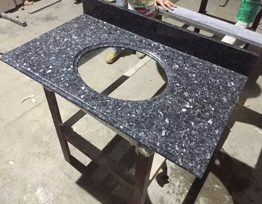 37Blue Pearl vanity top with oval sink hole