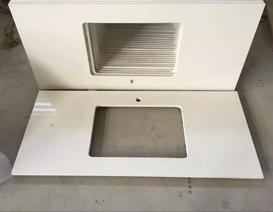 37 Pure White vanity top with squared sink hole
