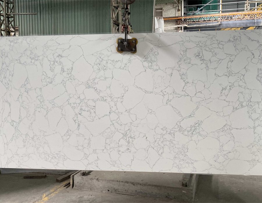SQ7025 bianco arabescato quartz polished slab