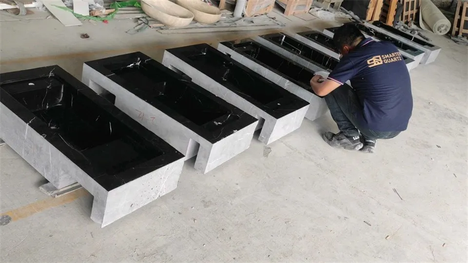 BLACK MARBLE WASH BASIN 2000x450x200mm (52)