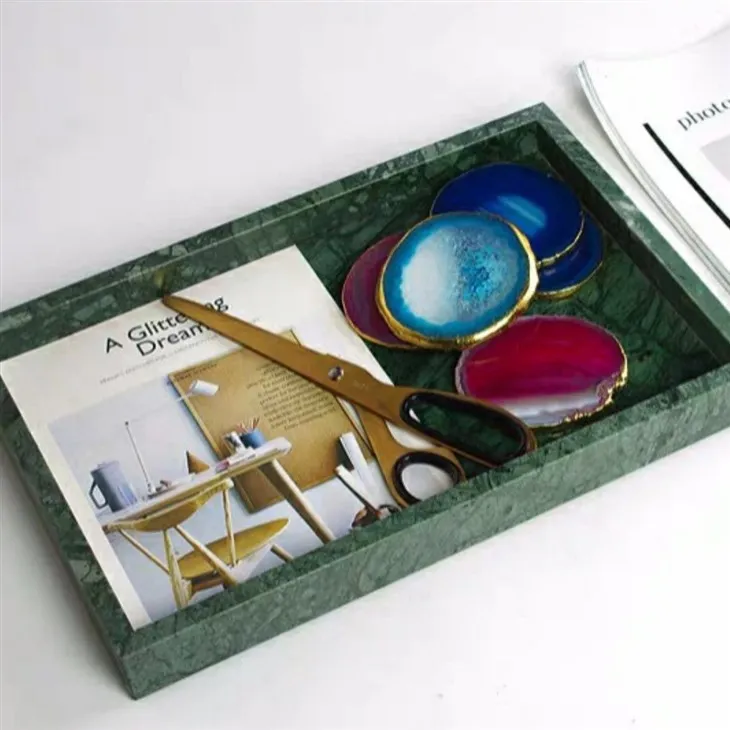 green marble tray