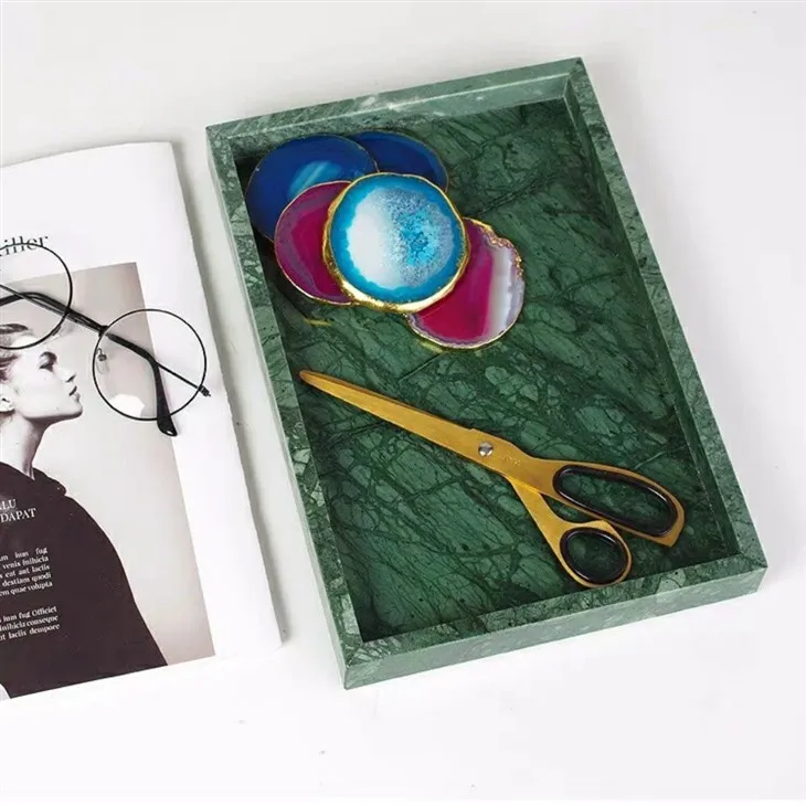 Rectangular Green Marble Tray