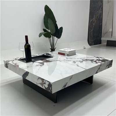 Bulgarri White Square Coffee Table With Black Legs